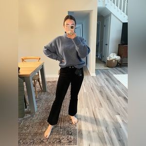 PAIGE Black Velvet Claudine Double Button Flare Ankle High Rise Jeans Size 27